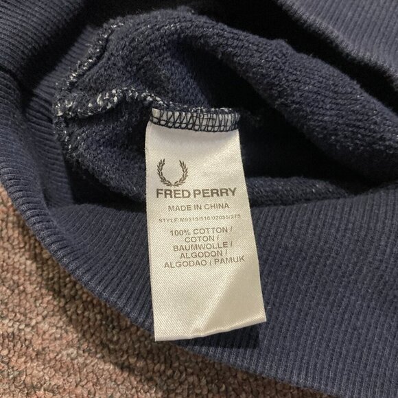 Fred Perry Sweater Jumper Pullover Sweatshirt Blue Crew Neck Men’s Size M Medium - Picture 5 of 9